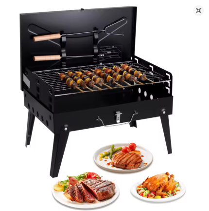 KEELION Portable Charcoal Grill, Foldable BBQ Grill with Adjustable Heights, Durable & Compact, Easy to Clean, Perfect for Camping, Tail